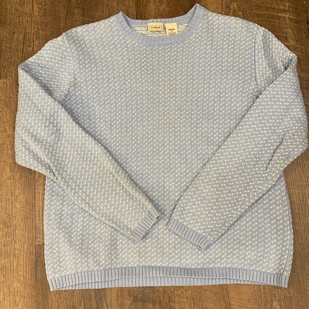LL Bean vintage Cotton Knit Sweater Bird's-Eye